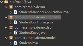 Directory structure for the StudentController