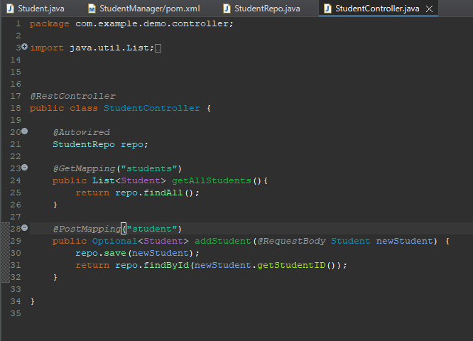 Completed StudentController structure