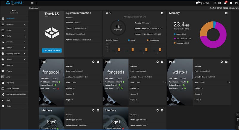 TrueNAS Web UI screenshot
