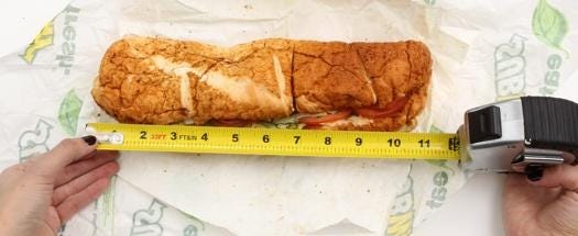 Subway's "fake footlong" controversy highlighted on social media.