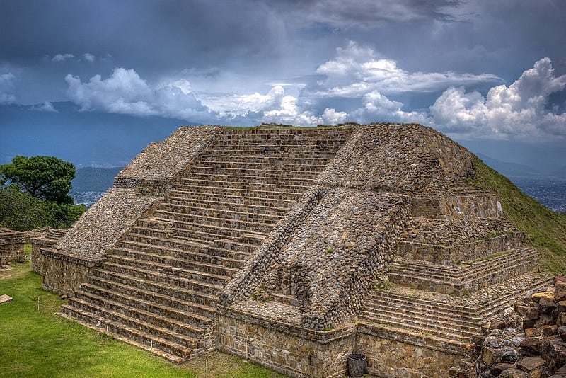 Aerial view of Monte Albán ruins