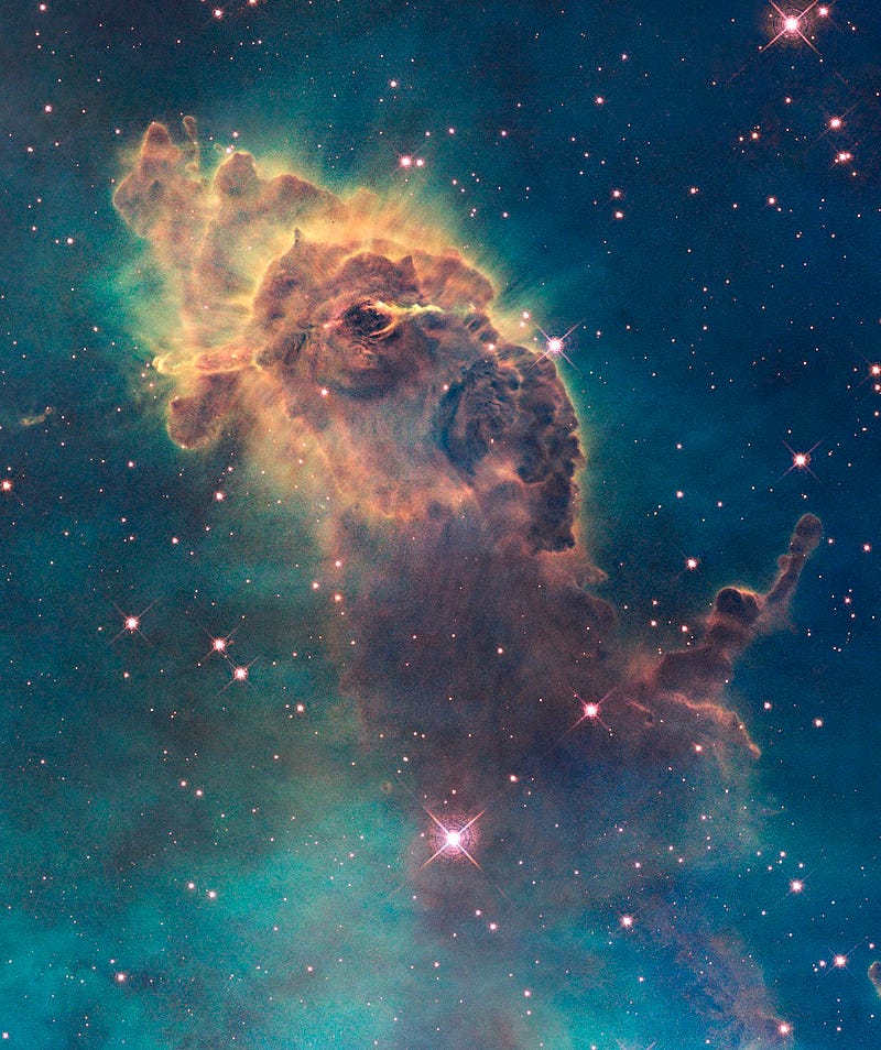 A section of the Carina Nebula imaged by Hubble