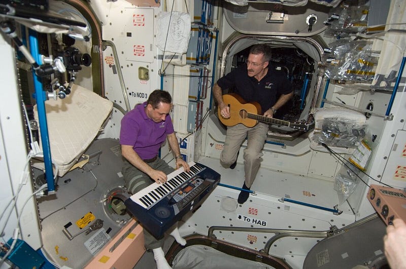 Astronauts enjoying a game of chess