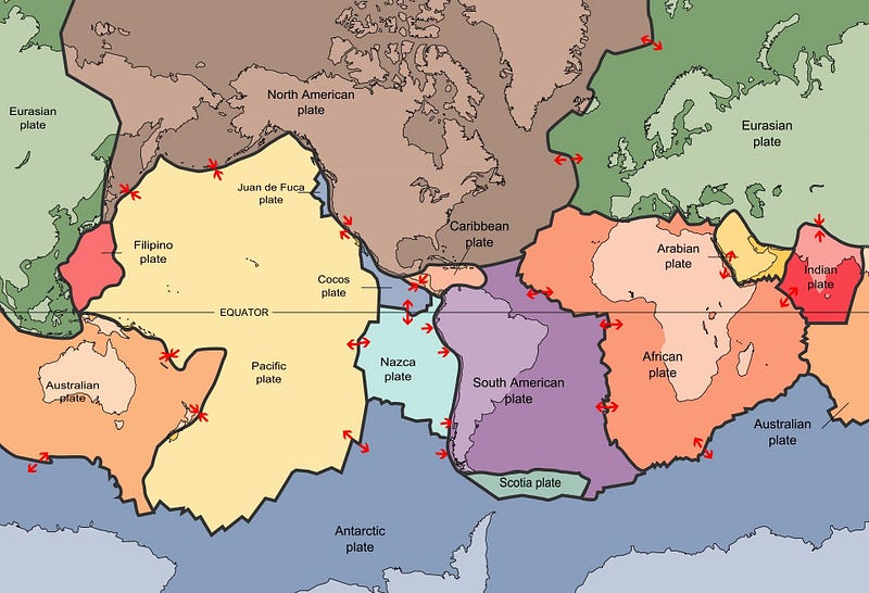 Tectonic plate movements affecting the Mediterranean Sea