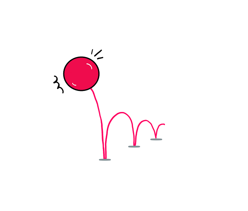 Concept illustration of the bouncing ball puzzle