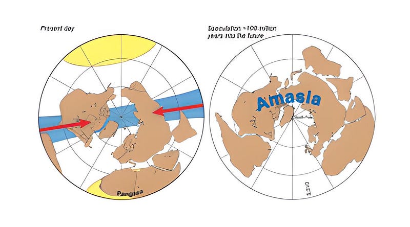 Conceptual illustration of supercontinent formation