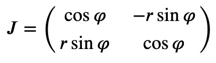 Jacobian matrix for Cartesian to polar coordinates