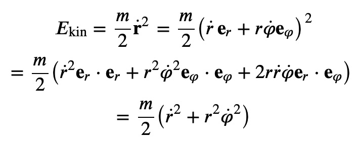 Kinetic energy in polar coordinates