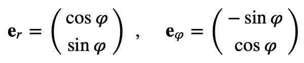 Polar base vectors in Cartesian coordinates