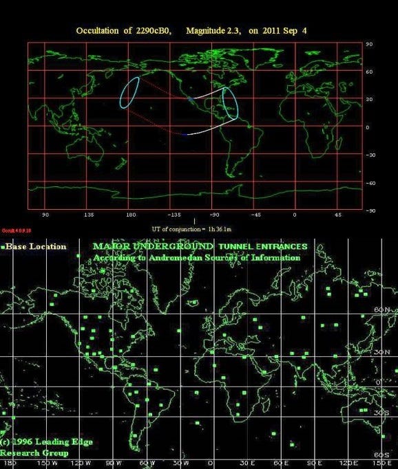 Diagram of underground bases worldwide