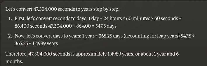 Screenshot verifying Thomas Fuller's calculation