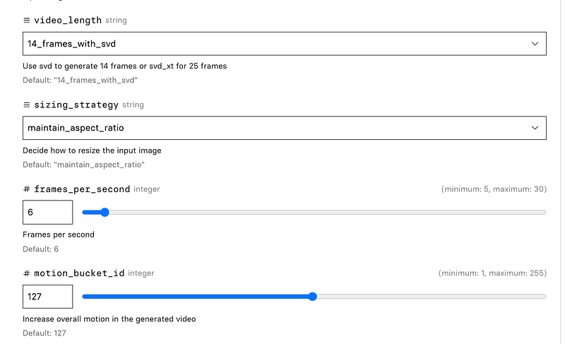 Another view of the Stable Video Diffusion interface