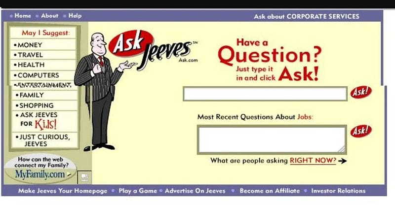 Ask Jeeves early branding