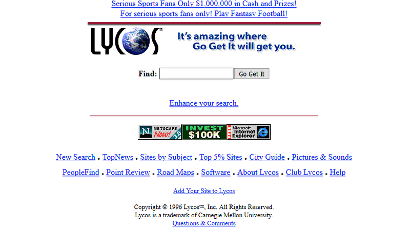 Lycos in 1996