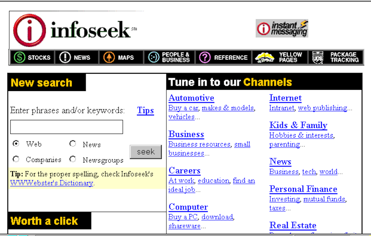 Infoseek's classic user interface