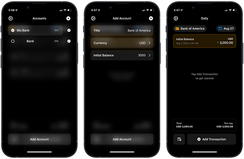 Managing Accounts in Spendy App