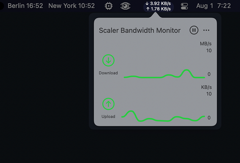 Scaler Bandwidth Monitor app interface