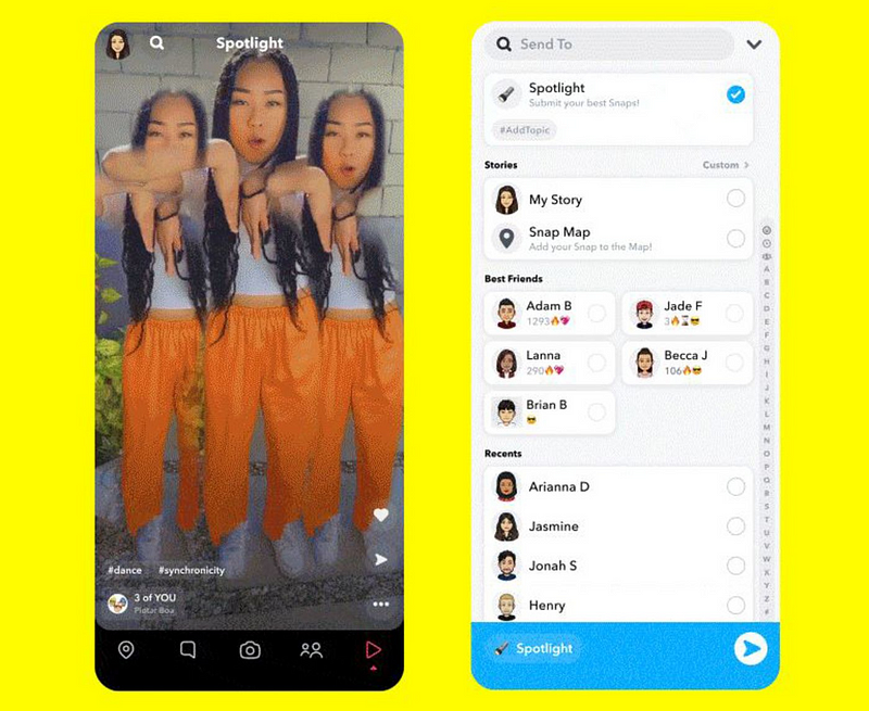 Engaging Snapchat Spotlight feature in action
