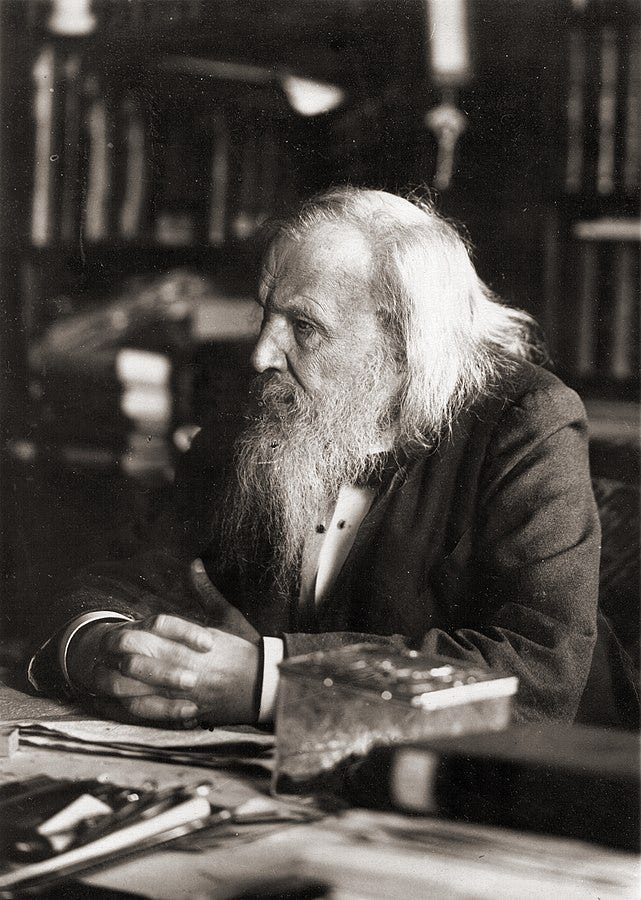 Mendeleev presenting the periodic table