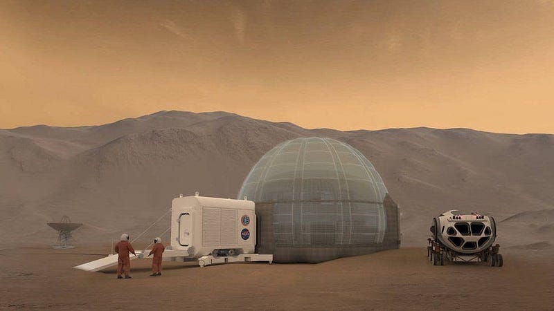 Conceptual depiction of a Mars colony