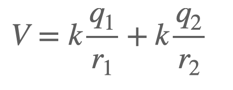 Total potential equation for two charges