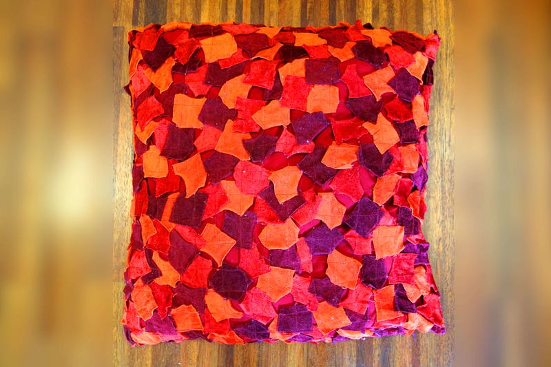 Fabric scraps transformed into a pillowcase