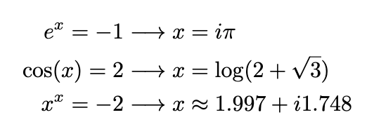 Examples of complex solutions