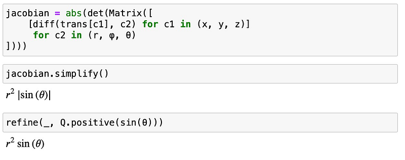 Volume element derivation