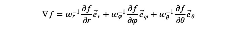 Gradient expression in spherical coordinates