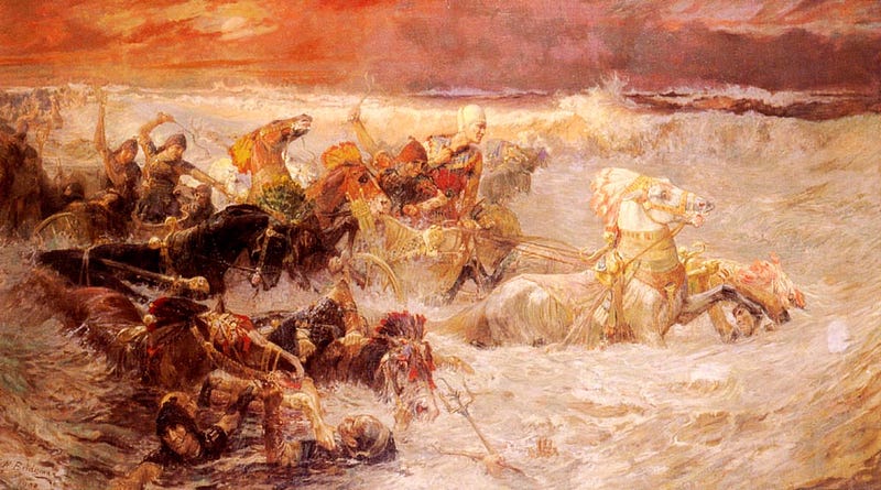 Depiction of the Egyptian army in the Red Sea