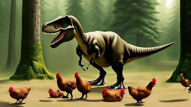 Artistic representation of dinosaur evolution