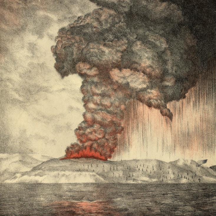 Historical depiction of the Krakatoa eruption