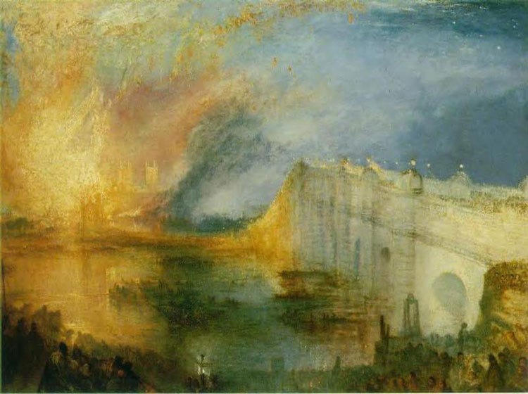 The Burning of the Houses of Lords and Commons by Turner