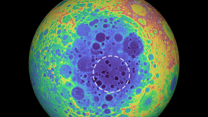 Topographic view of the Moon’s far side showing anomalies