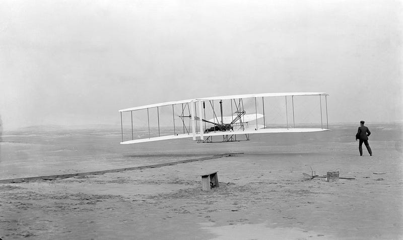 Historic flight of the Wright brothers