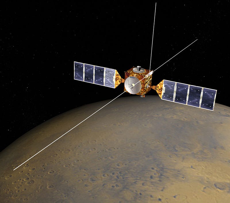 Mars Express spacecraft with MARSIS instrument