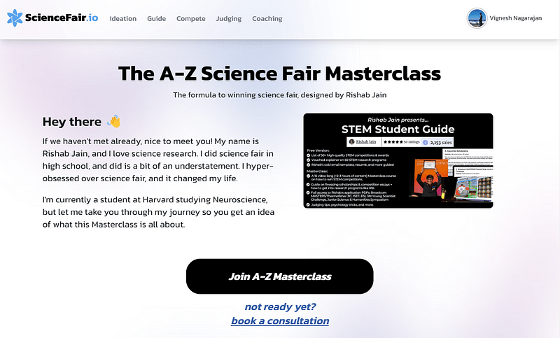 A-Z Science Fair Masterclass overview