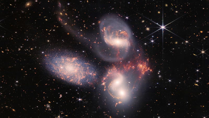 The main galaxies of Stephan’s Quintet as captured by JWST.