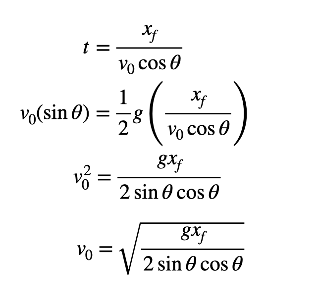 Calculation steps for projectile motion