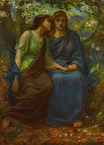 A depiction of Demeter and Persephone